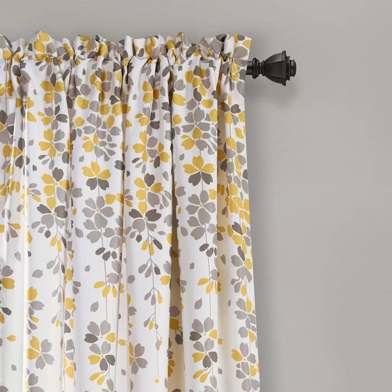 Lush Decor Blue Faux Silk 84-inch Flower Drop Single Curtain Panel