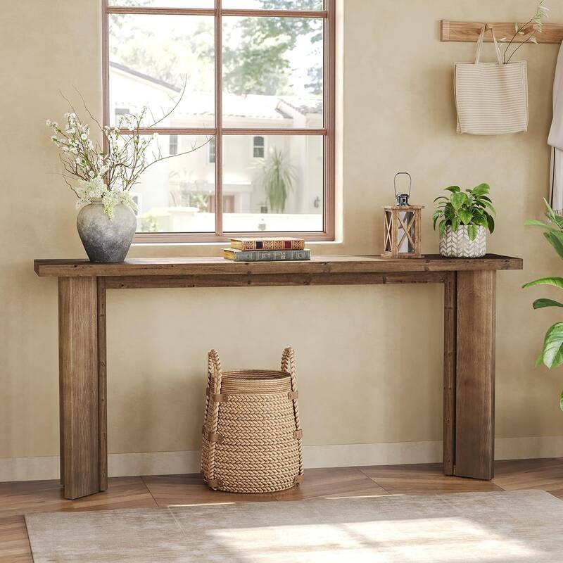 70.9-Inch Narrow Long Farmhouse Solid Wood Console Sofa Table - 70.9"W x 11.81"D x 33.46"H