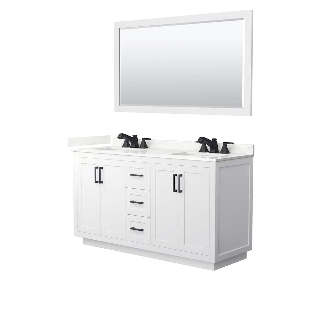 Miranda 60-inch Double Vanity, Quartz Top, 58-inch Mirror