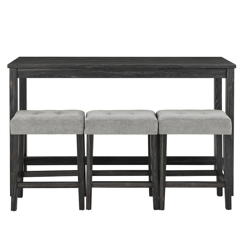 Bar Table Set with 3 Stools and Power Outlet