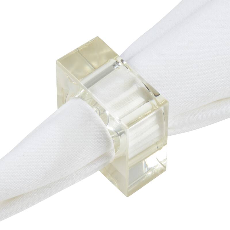 Glass Napkin Rings With Square Design (Set of 4)