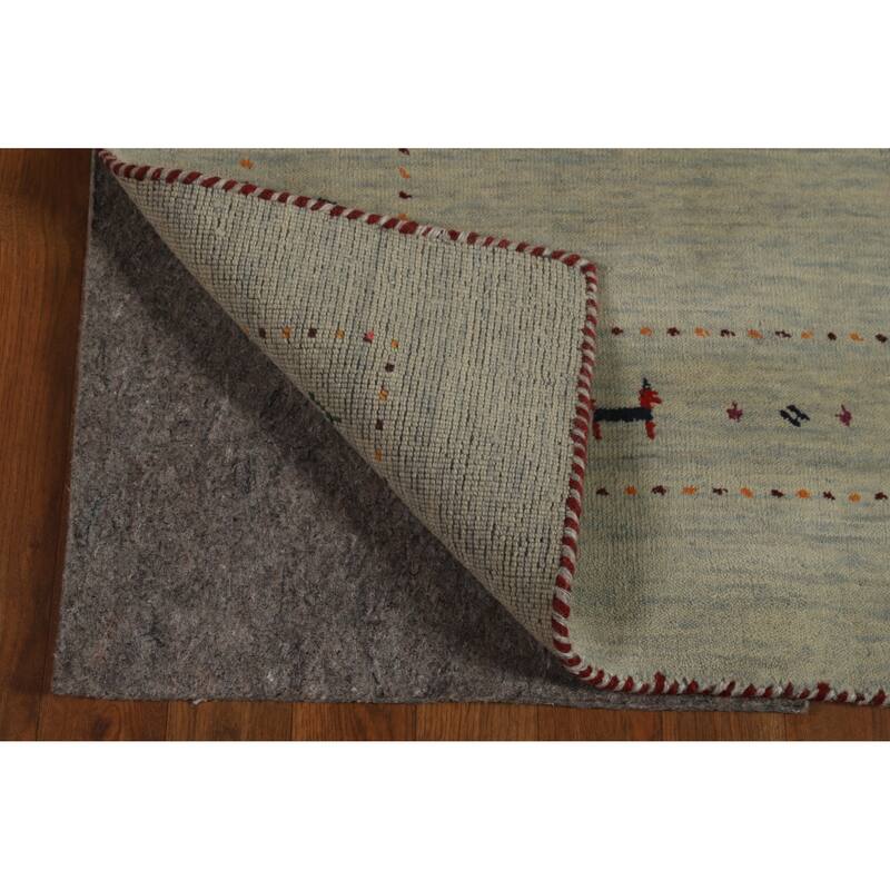 Hand Knotted Oriental 100% Wool Carpet Tribal Animal Pictorial Green Gabbeh Area Rug - 5' 10'' X 3' 11''