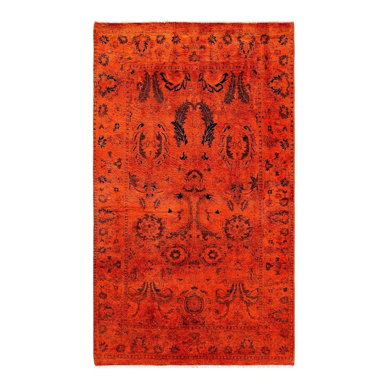 Overdyed, One-of-a-Kind Hand-Knotted Area Rug - Orange - 3' 2" x 5' 5"