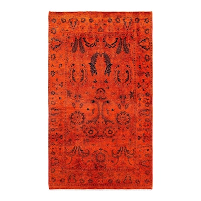 Overdyed, One-of-a-Kind Hand-Knotted Area Rug - Orange - 3' 2" x 5' 5"