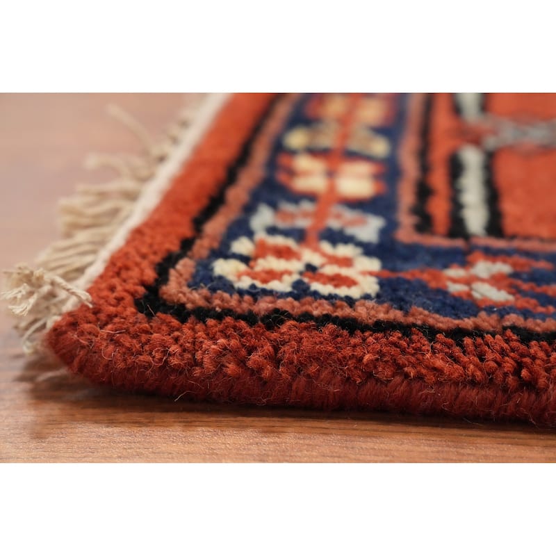 Hand Knotted Oriental 100% Wool Carpet Traditional Medallion Oranges & Rust Heriz (serapi) Area Rug - 9' 10'' X 7' 11''