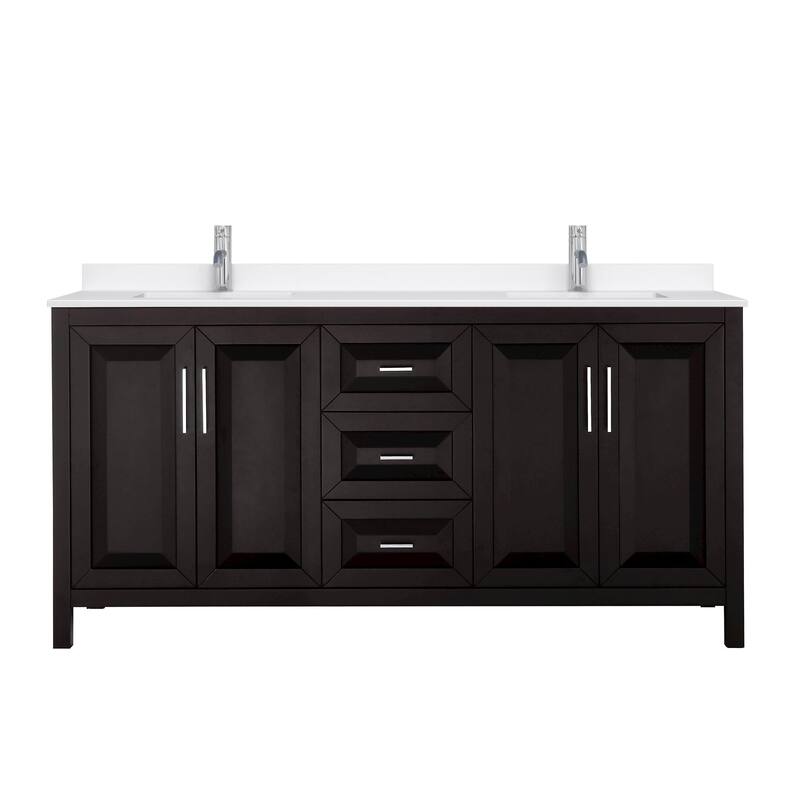 Daria 72-inch Double Vanity, Single Hole Quartz Top