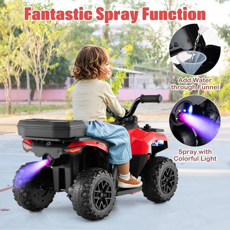 Gymax 6V Kids Ride On ATV w/ Music & Spray Function USB Port Storage