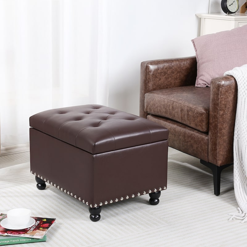 Adeco High End Classy Tufted Storage Ottoman Bench Footstool
