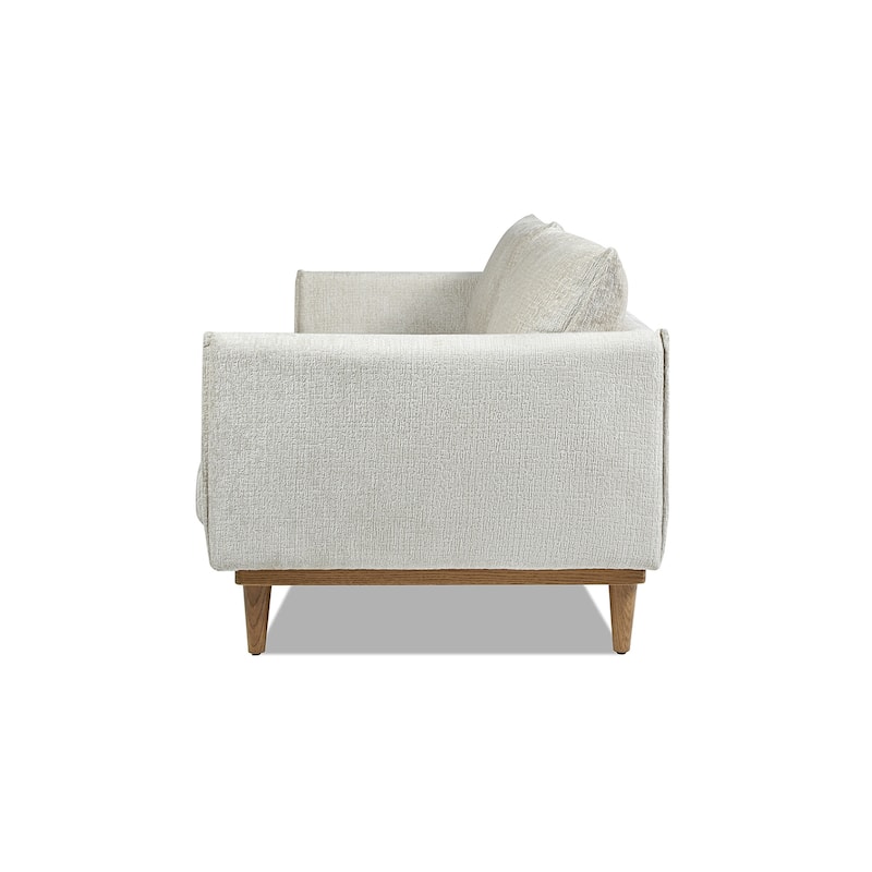 Haven 83" Oak Wood Chenille Flange Arm Sofa with Removable Cushions