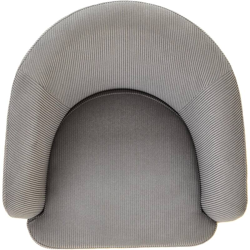 Modern Corduroy Accent Chair with Channel Back Design Black Metal Legs and Soft Upholstery