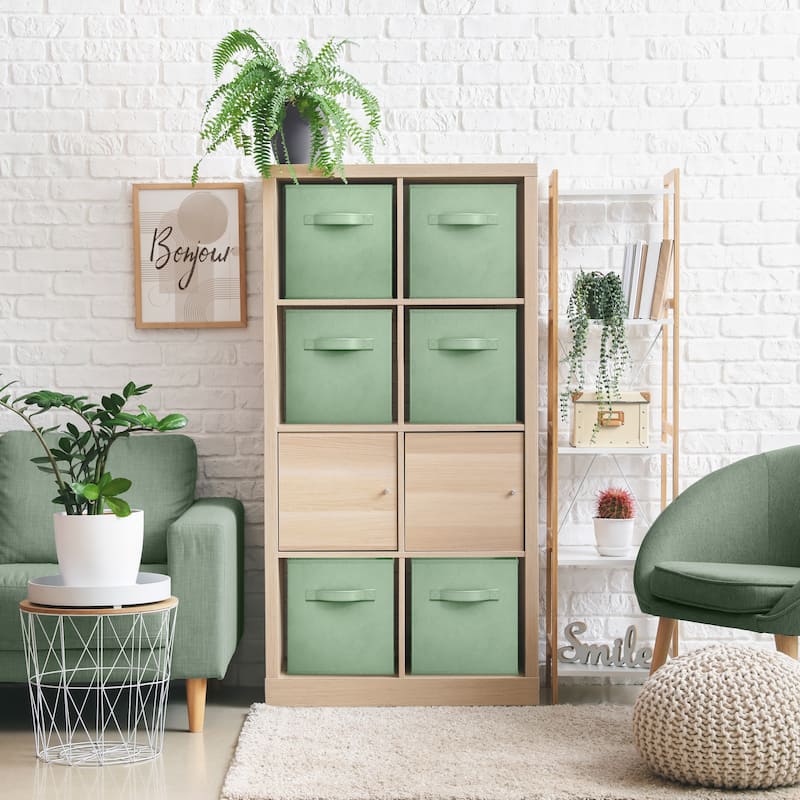 Sorbus Foldable Storage Cubes - 6 Pack Sage Green, Fabric, Foldable, Storage and Organization Bins