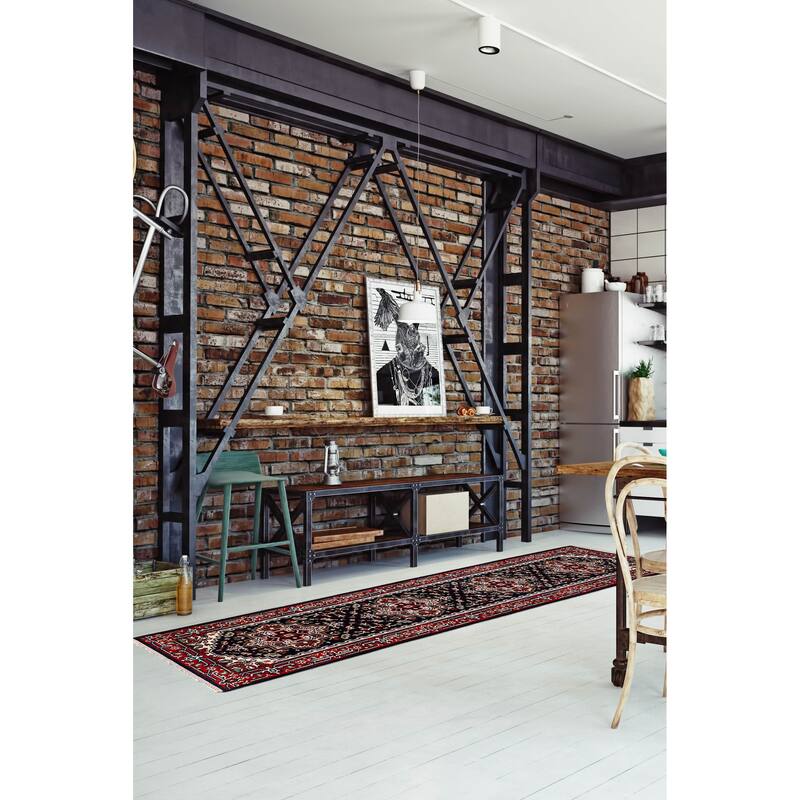 ECARPETGALLERY Hand-knotted Serapi Heritage Dark Navy Wool Rug - 2'6 x 11'9