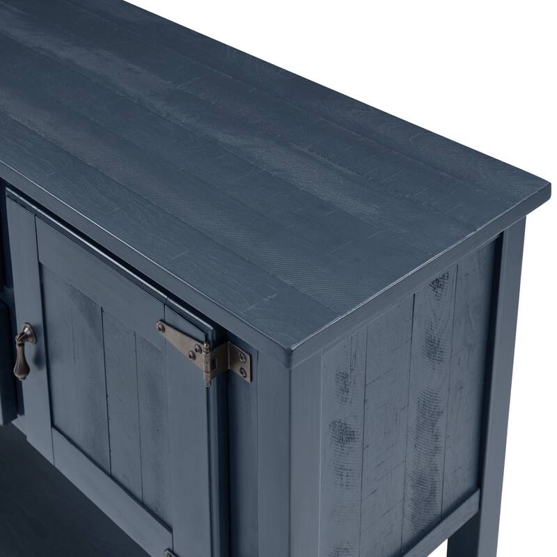 Solid Wood Sideboard Console Table, Storage Cabinet with 2 Drawers & Cabinets, Buffet Cabinet with Bottom Shelf