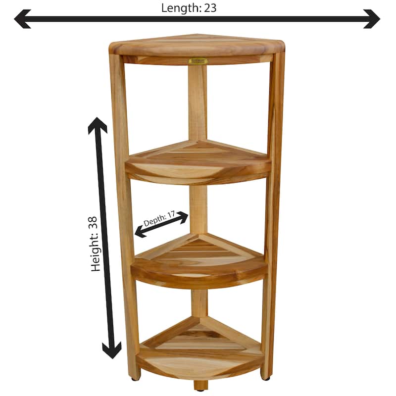 EcoDecors 4-Tier, Shower Table, Standing Shower, Caddy-Teak Shower Caddy, Shower Organizer Stand, Teak Shelf, Teak Shower Shelf