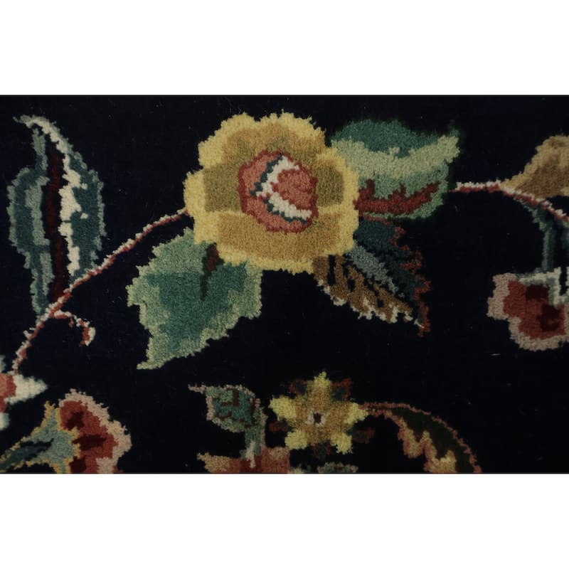 Hand Knotted Oriental 100% Wool Carpet Traditional All-Over Black Aubusson Area Rug - 10' 2'' X 7' 10''