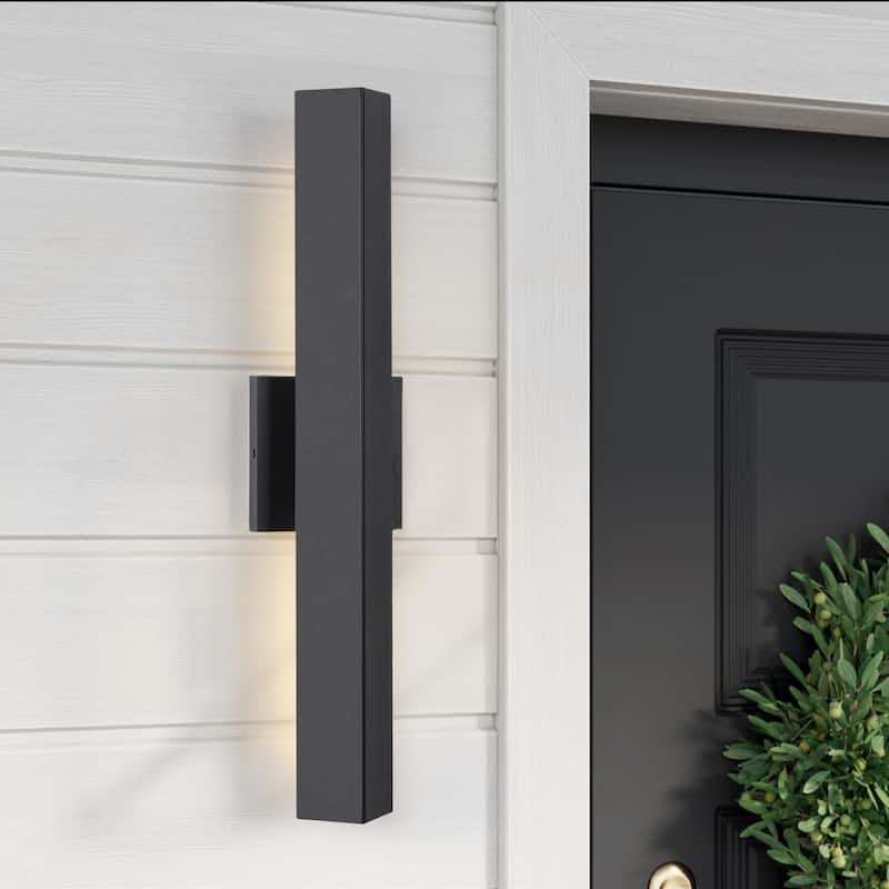 Modern Minimalist Black Outdoor Integrated LED Wall Sconce - 21.8"