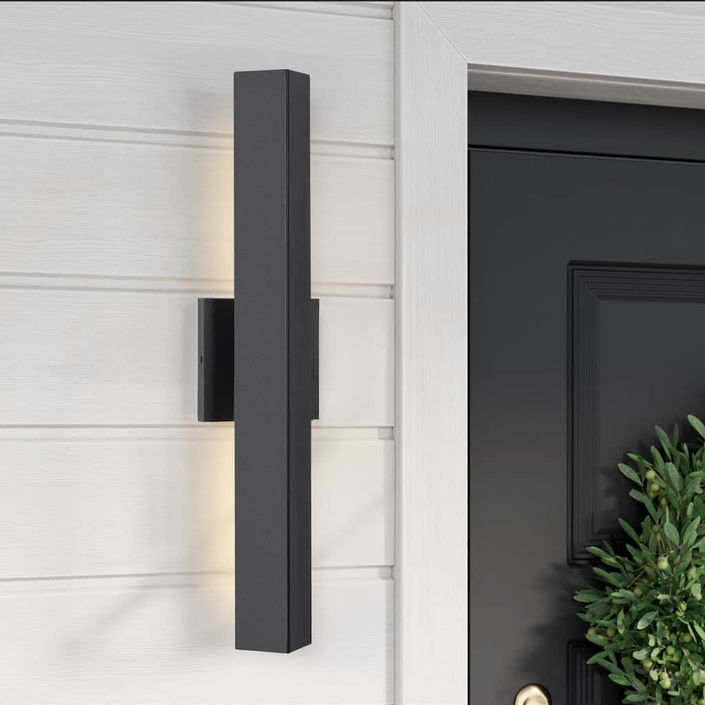 Modern Minimalist Black Outdoor Integrated LED Wall Sconce - 21.8"