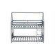 preview thumbnail 36 of 34, Twin Over Twin Low Bunk Bed with House-shaped Bed Roof Frame, Ladder, Guardrails, Headboards and Footboards For Kids Floor Bed