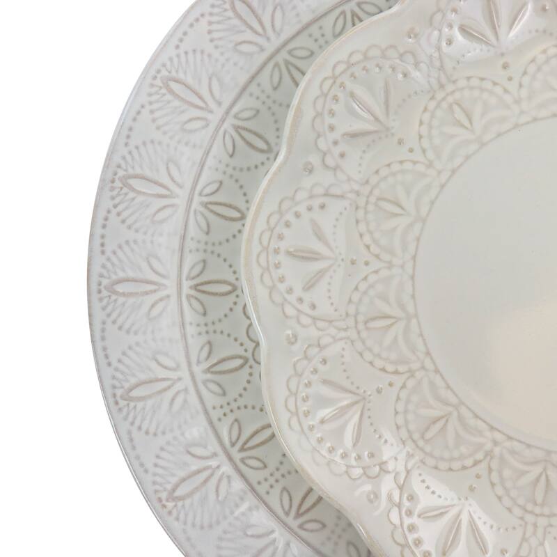 Spring Wedding 16 Piece Round Stoneware Dinnerware Set in White