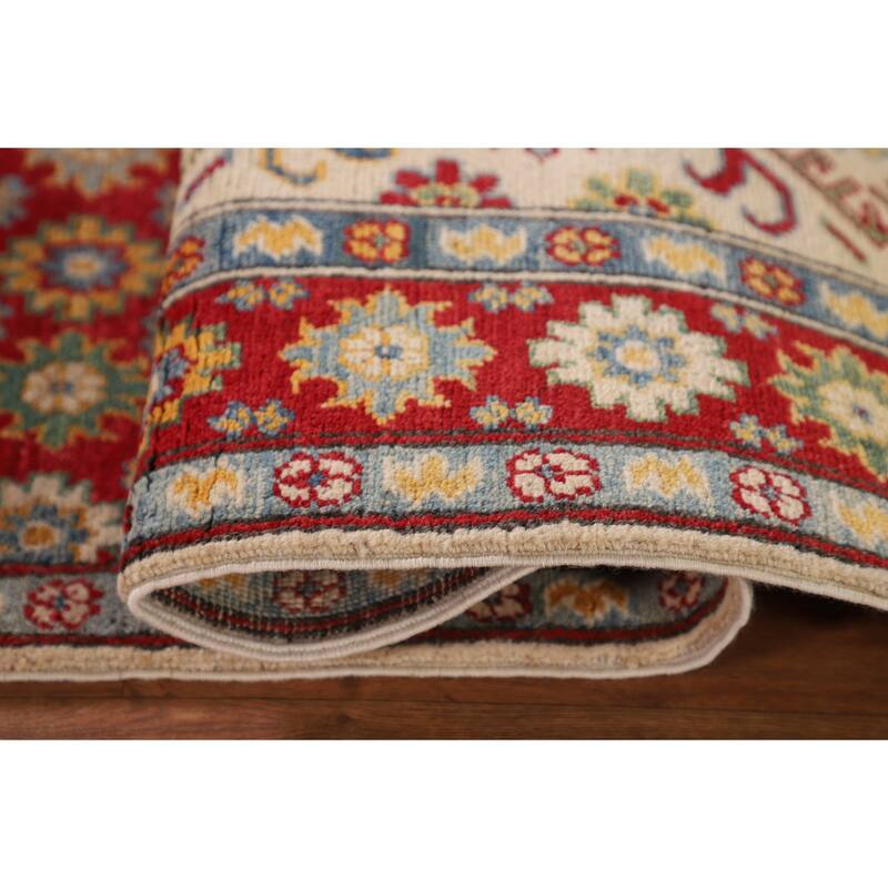 Traditional Kazak Accent Rug Hand-Knotted Oriental Wool Carpet - 3'3"x 4'8"