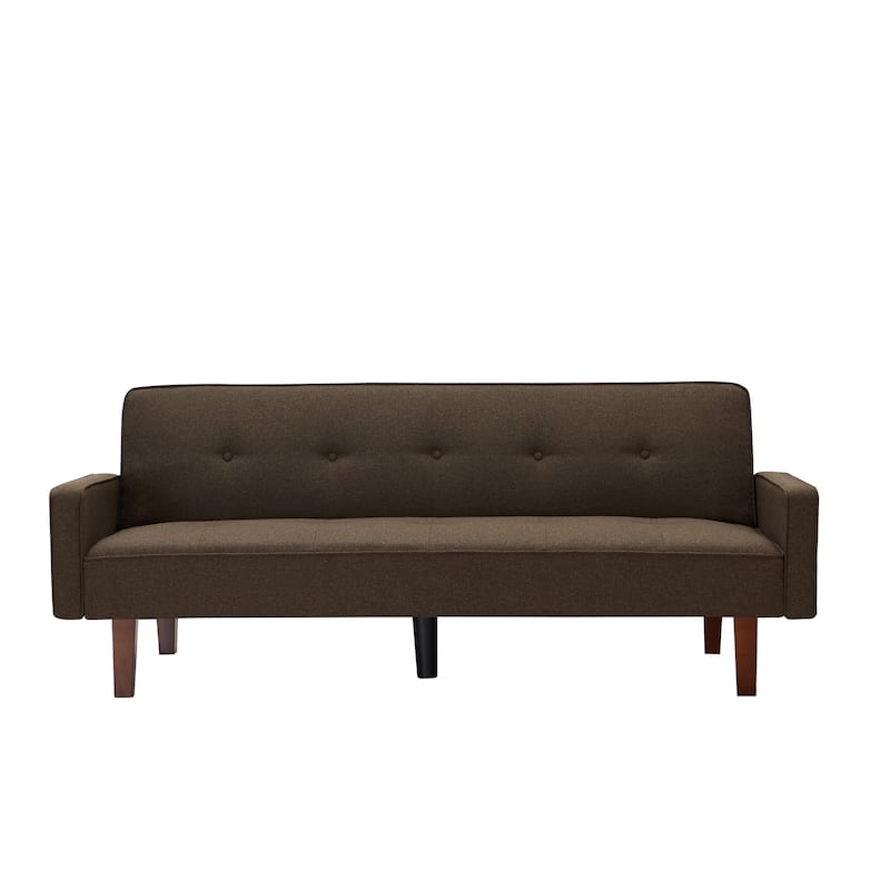 Brown Contemporary Style Linen Sofa Bed, Eucalyptus Wood Frame and ...