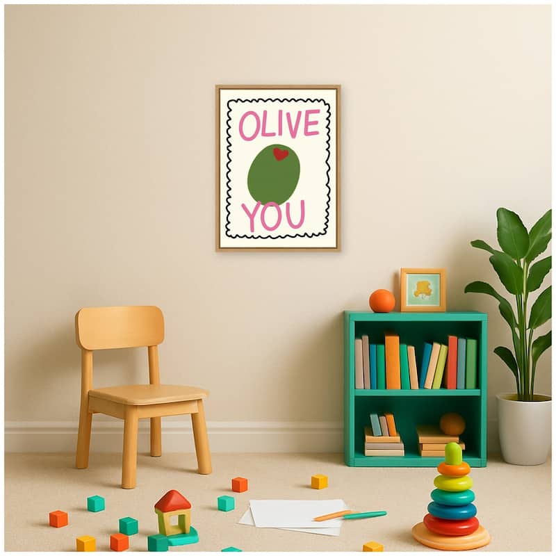 Kate and Laurel Olive You by Megan Ryan Framed Canvas Wall Art Print