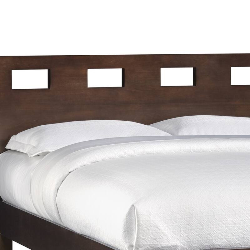 Yee California King Bed, Cut Out Design Panel Headboard, Brown Mahogany