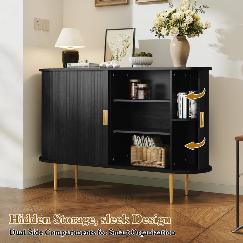 47.2'' Wood Tambour Door Sideboard Storage Cabinet