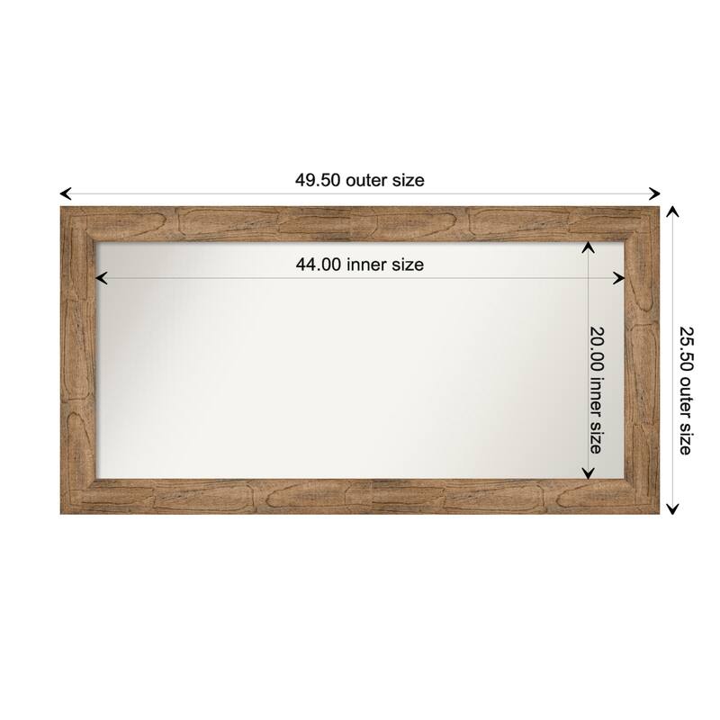 Owl Brown Framed Non-Beveled Custom Wall Mirror, Bathroom Vanity Mirror - Outer Size: 49.5 x 25.5