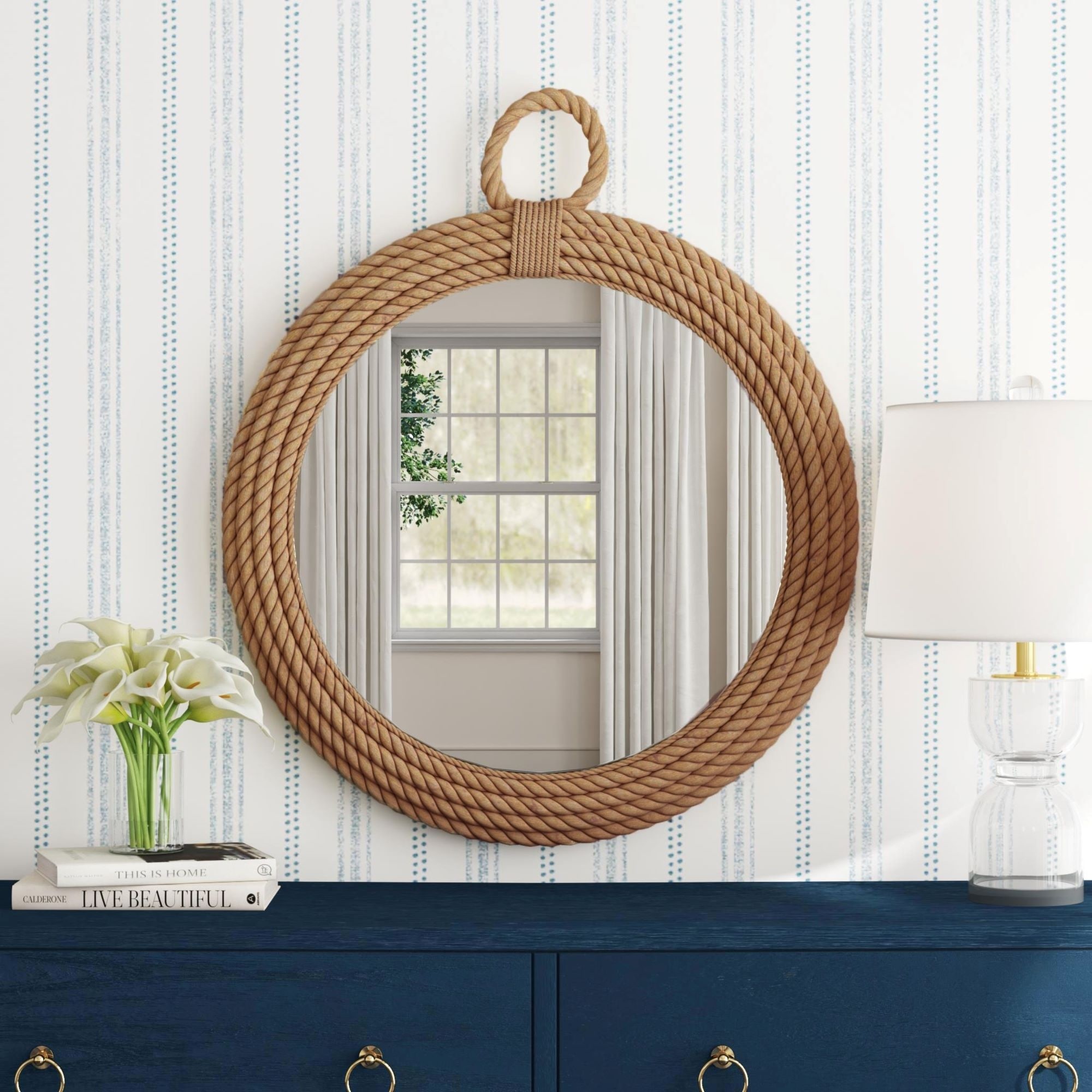 Daisy Round Jute Mirror by East at Main