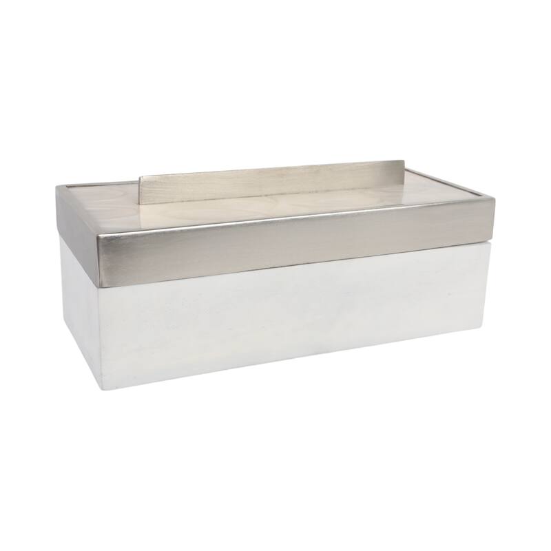 Decorative Wood and Resin Boxes with Removable Lid - 14", White - 14.25"