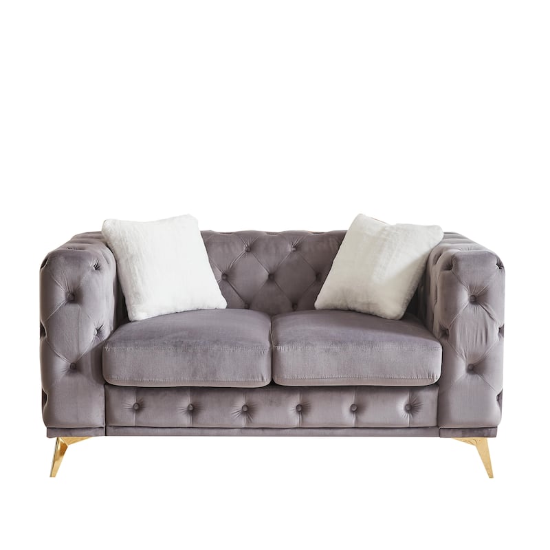 Velvet Loveseat Sofa Chesterfield Upholstered Couch with Tufted Design