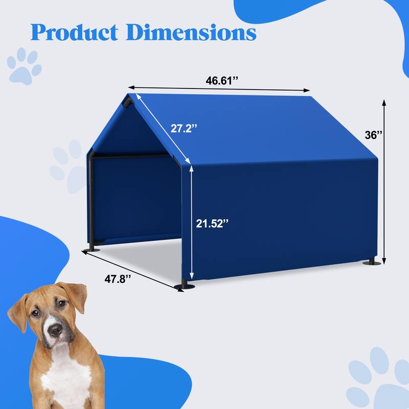 Blue Oxford Fabric Steel Dog Tent with Waterproof and Ventilated Design