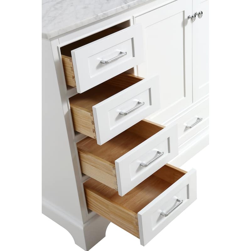 KitchenBathCollection Harper 60" Single Bathroom Vanity with Carrara Marble Top