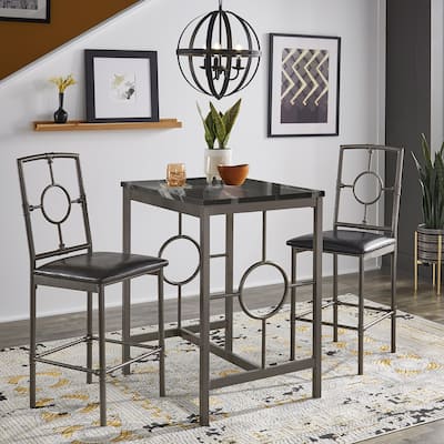Roxanne Metal and Marble 3-Piece Counter Height Set by iNSPIRE Q Modern