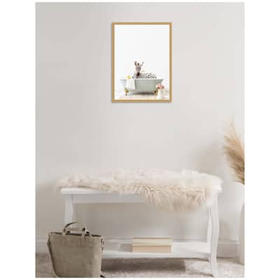 Kate and Laurel Sylvie Zebra in Cottage Gray Bathtub Framed Canvas by Amy Peterson