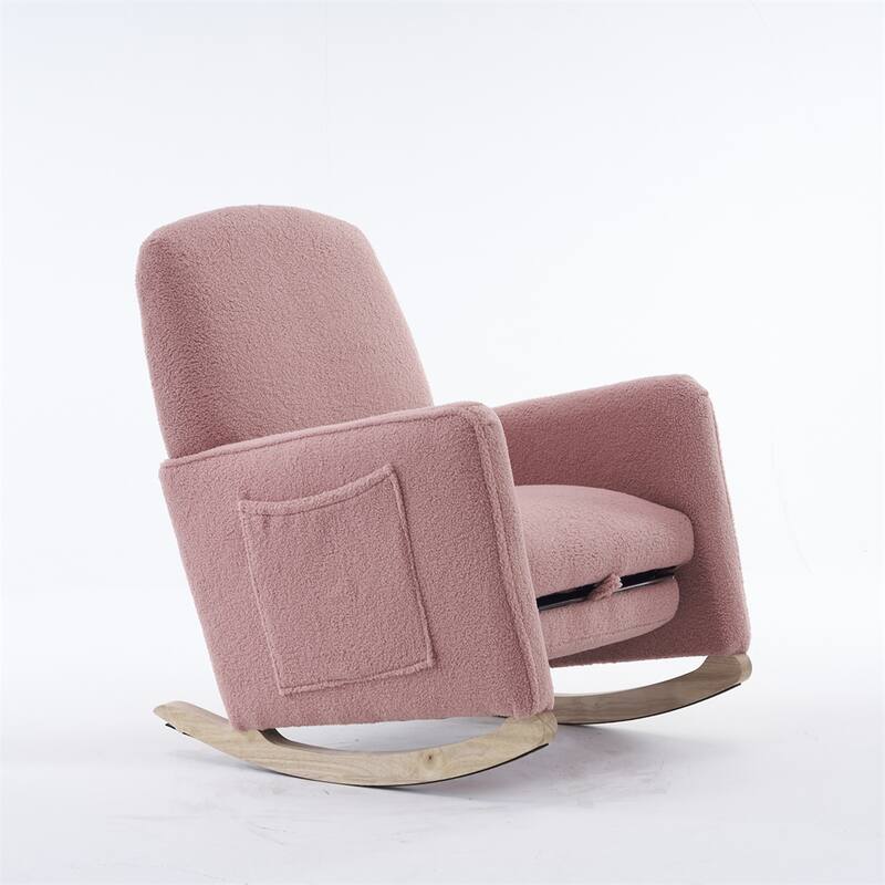 Teddy Fabric Rocking Chair With Adjustable Footrest