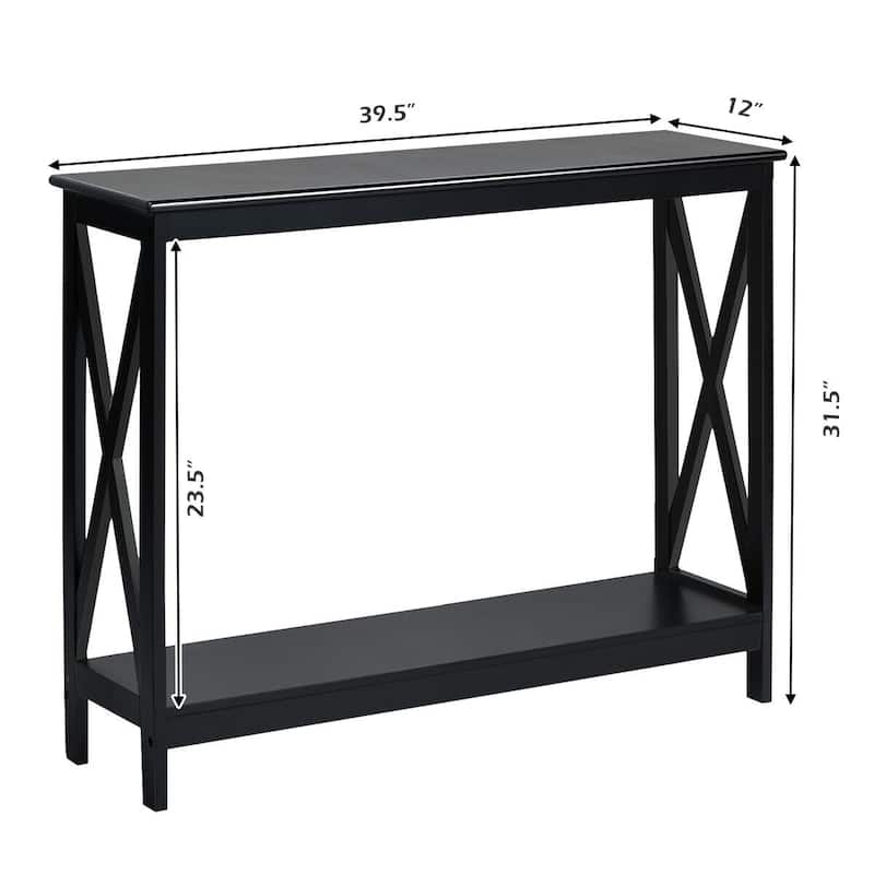 Space-Saving Console Table with Modern X-Shape and Large Shelves Perfect for Entryway or Living Room