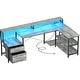 preview thumbnail 42 of 65, Reversible L Shaped Computer Desk with File Drawer & Monitor Stand & Power Outlet & LED Strip, Home Office Desk Corner Desk