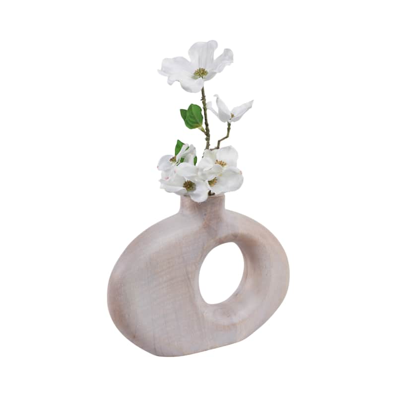 Modern Cut Out Wood Table Vase - Decorative Tall Table Vase