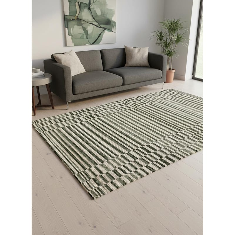 HomeRoots Striped Modern Rectangle Area Rug - 5' X 8' - 5' X 8'