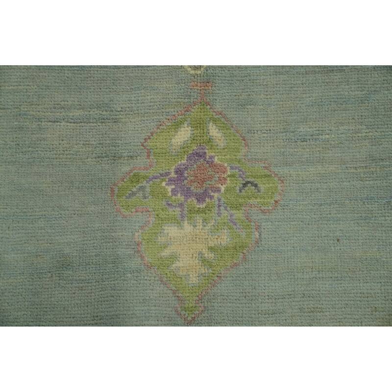 Vegetable Dye Oushak Turkish Area Rug, Medallion Geometric Carpet - 9' 10'' X 8' 2''