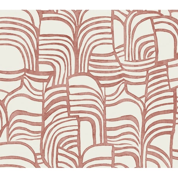 slide 2 of 6, Nikki Chu Featherwork Red Premium Peel and Stick Wallpaper
