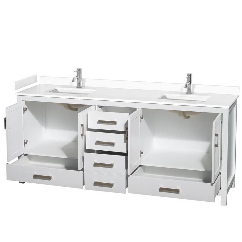 Wyndham Collection Sheffield 80" Double Bathroom Vanity, Carrara