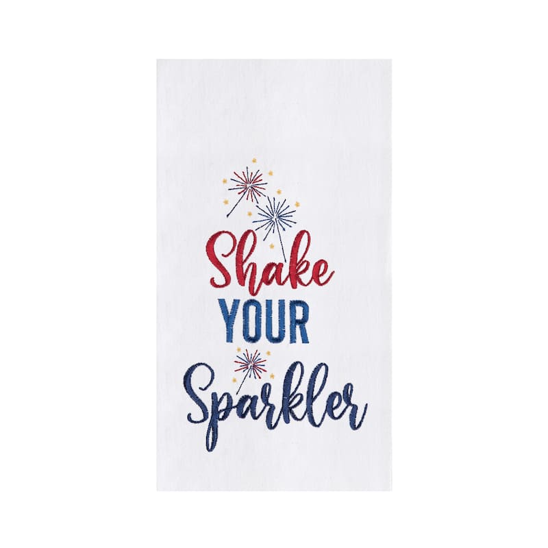 Shake Your Sparkler Fireworks 4th of July Kitchen Towel Patriotic Dishtowel Decoration