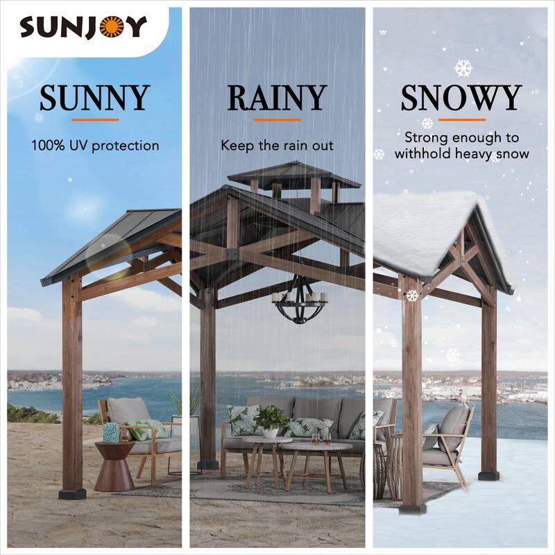 Sunjoy Bella 12.5 ft. x 12.5 ft. Cedar Framed Gazebo