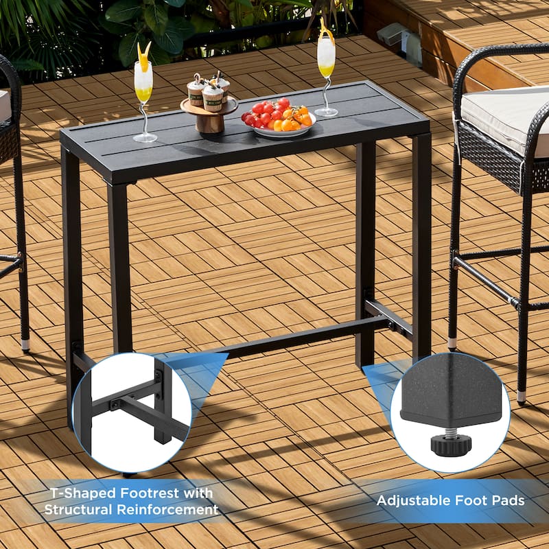 Yaheetech 39in Patio Counter Height Table Square Bar Height Table For Garden