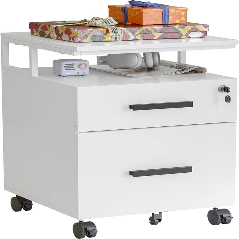 2-Drawer File Cabinet with Lock for Home Office - 17"D x 24.3"W x 16"H
