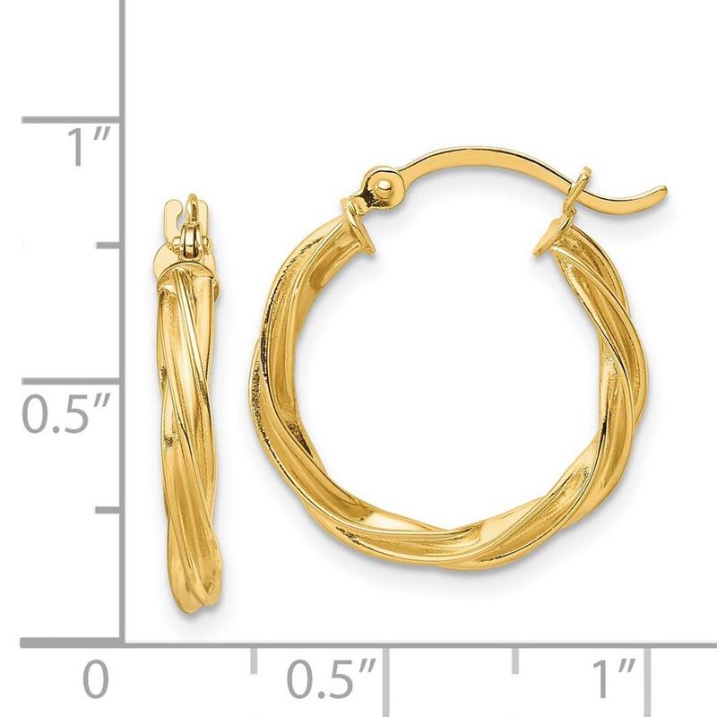 Curata 14k Yellow Gold Polished Twisted Hoop Earrings - 20.5x19.25mm