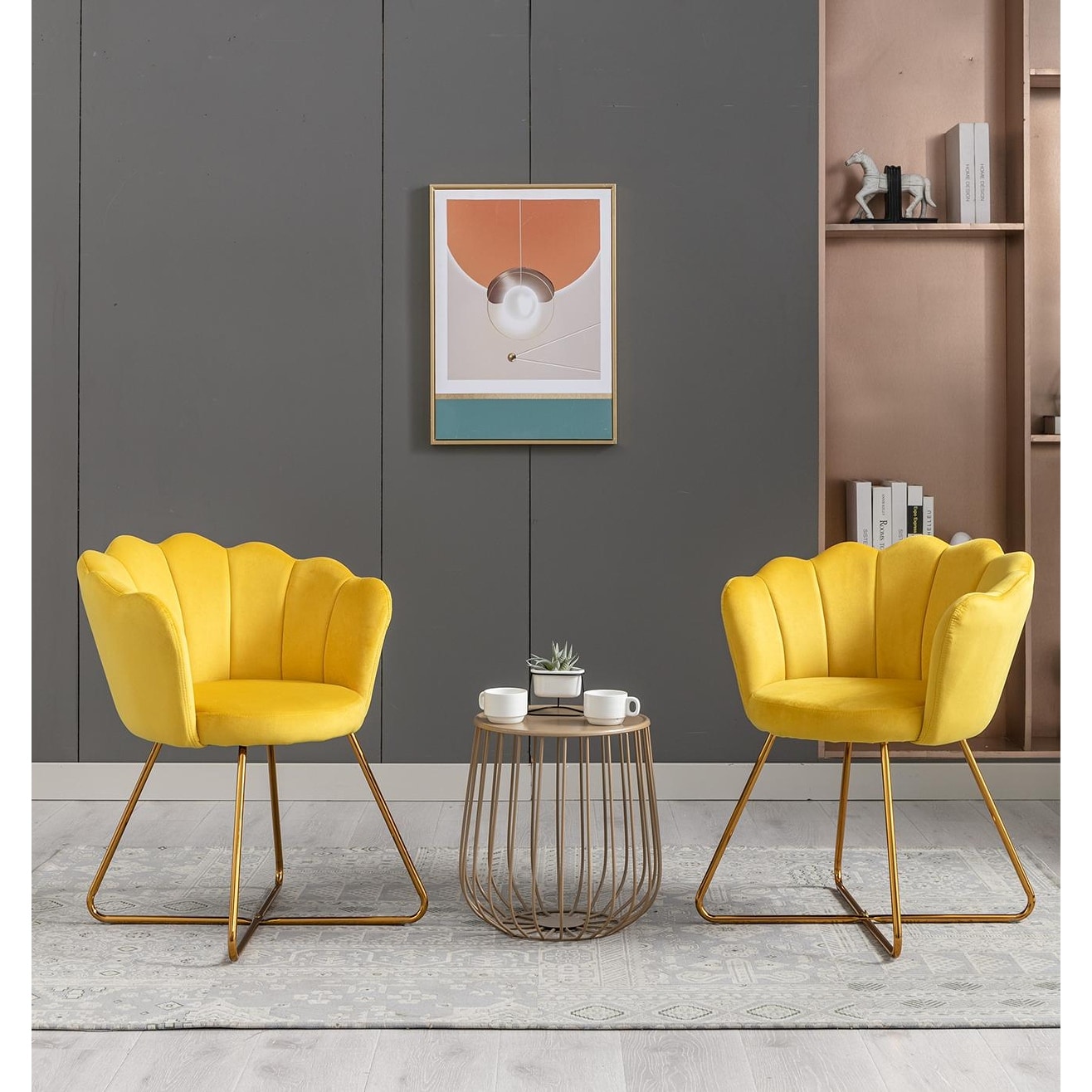 23.8inch Velvet Accent Conversation Lounge Chair Set of 2 Bed
